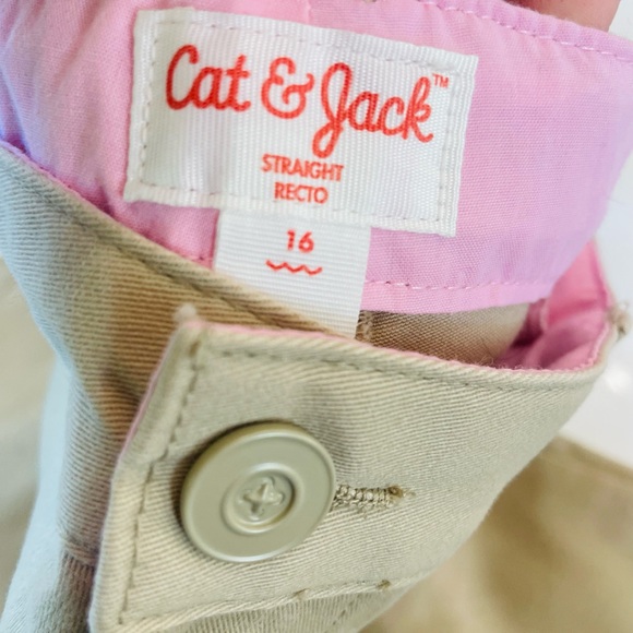 Cat & Jack Khaki Pants with Pink Waistband - Girls - Picture 3 of 6